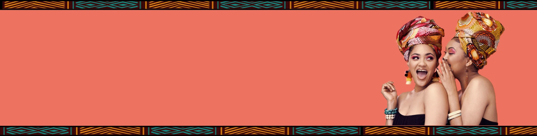 Slider image with 2 women wearing headwraps made with african print fabric