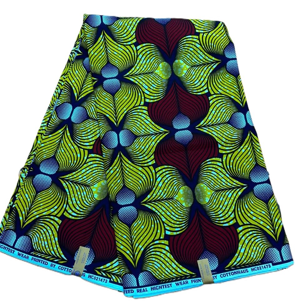 Zuri Bloom African print material with floral patterns on premium cotton fabric also known as African Wax Print Material